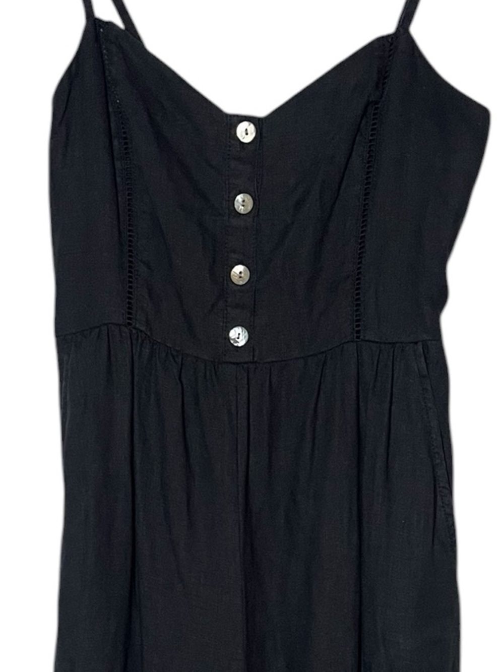 Madewell Black Cami Wide Leg Jumpsuit Size 4 Boho Western preppy linen - Picture 8 of 9